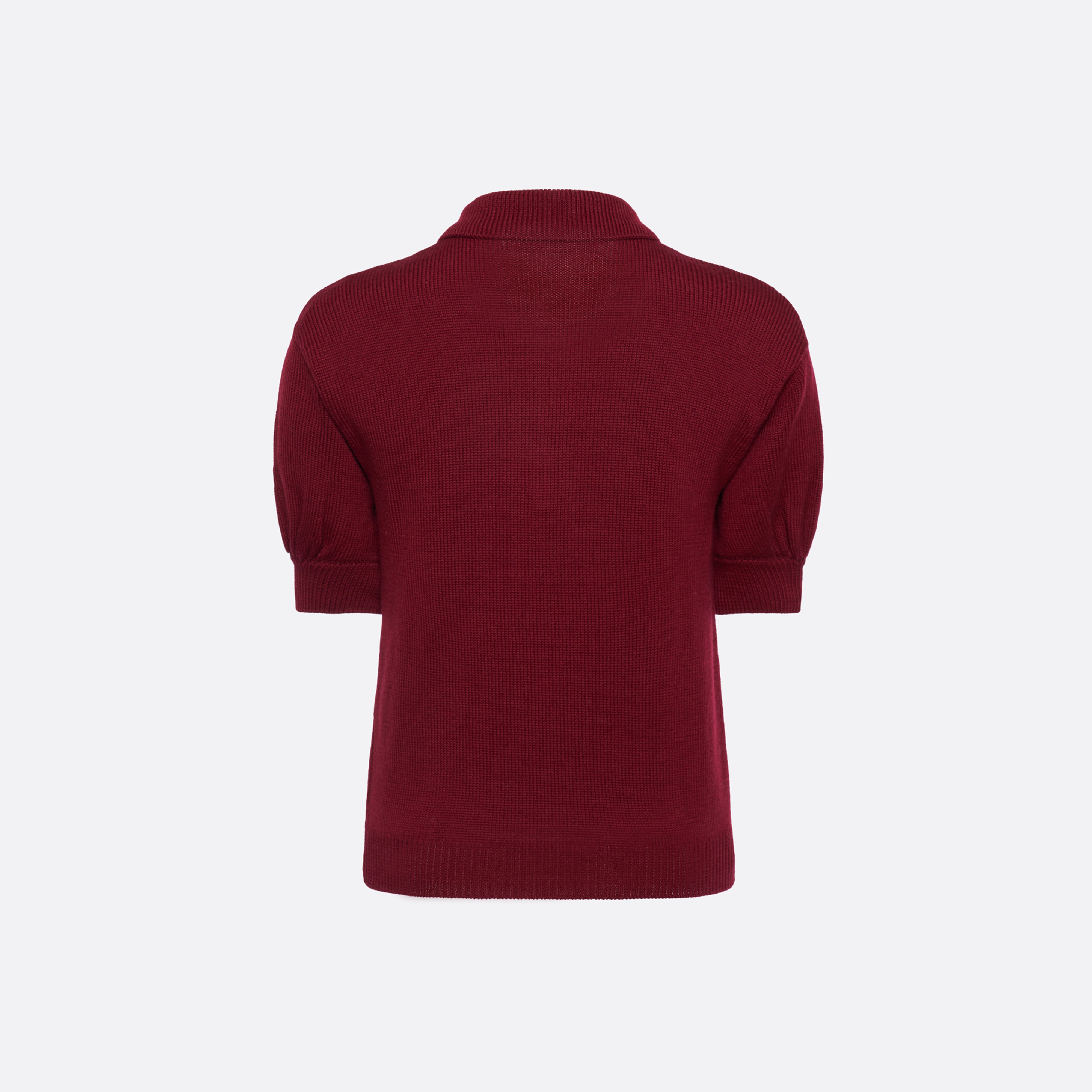 Alessandra Rich Lace-Knit Polo pull bordeaux mérinos