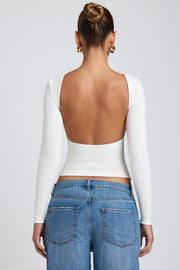 Oh Polly Elli 8120 top blanc dos nu manches longues