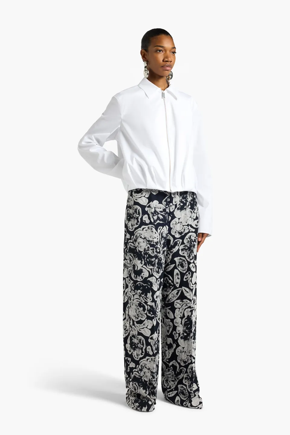Liviana Conti Roy pantalon palazzo imprimé notte ecru lin