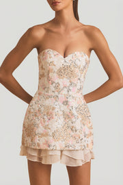 Oh Polly Eliselle mini robe ivoire corset sequins