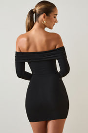 Oh Polly Oriana 12231 mini robe noire modal épaules dénudées