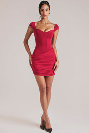 Oh Polly Robe mini col cœur rouge cerise drapée