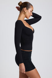 Oh Polly Emry top manches longues noir modal moulant
