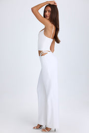Oh Polly Zaria pantalon large blanc découpé à ceinture