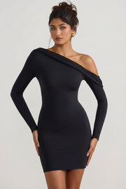 Oh Polly Evelyn mini robe asymétrique noire ruchée