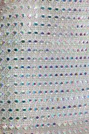 Oh Polly Embellished 8115 Mini Robe Col V Argent Strass