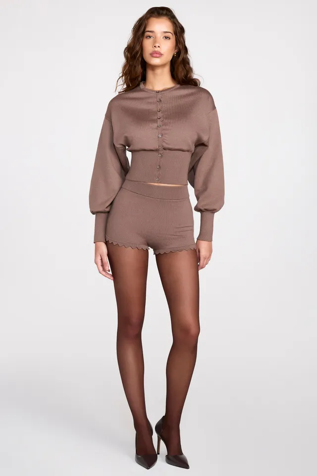 Oh Polly Antonia Short Mini Mocha Taille Mi-Haute