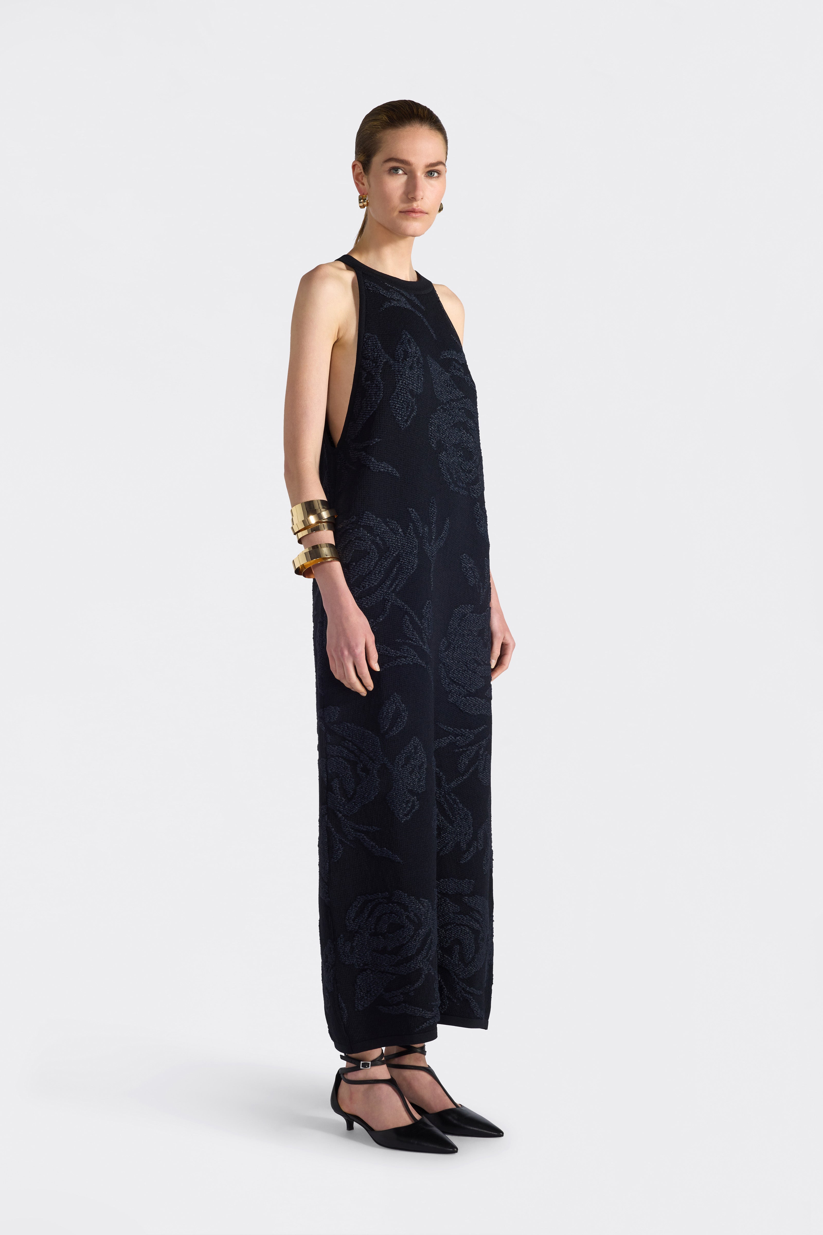 Liviana Conti Fidele robe longue noire viscose sans manches