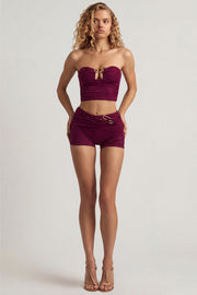 Oh Polly Teagan Short Violet Berry Taille Mi-Haute Jersey