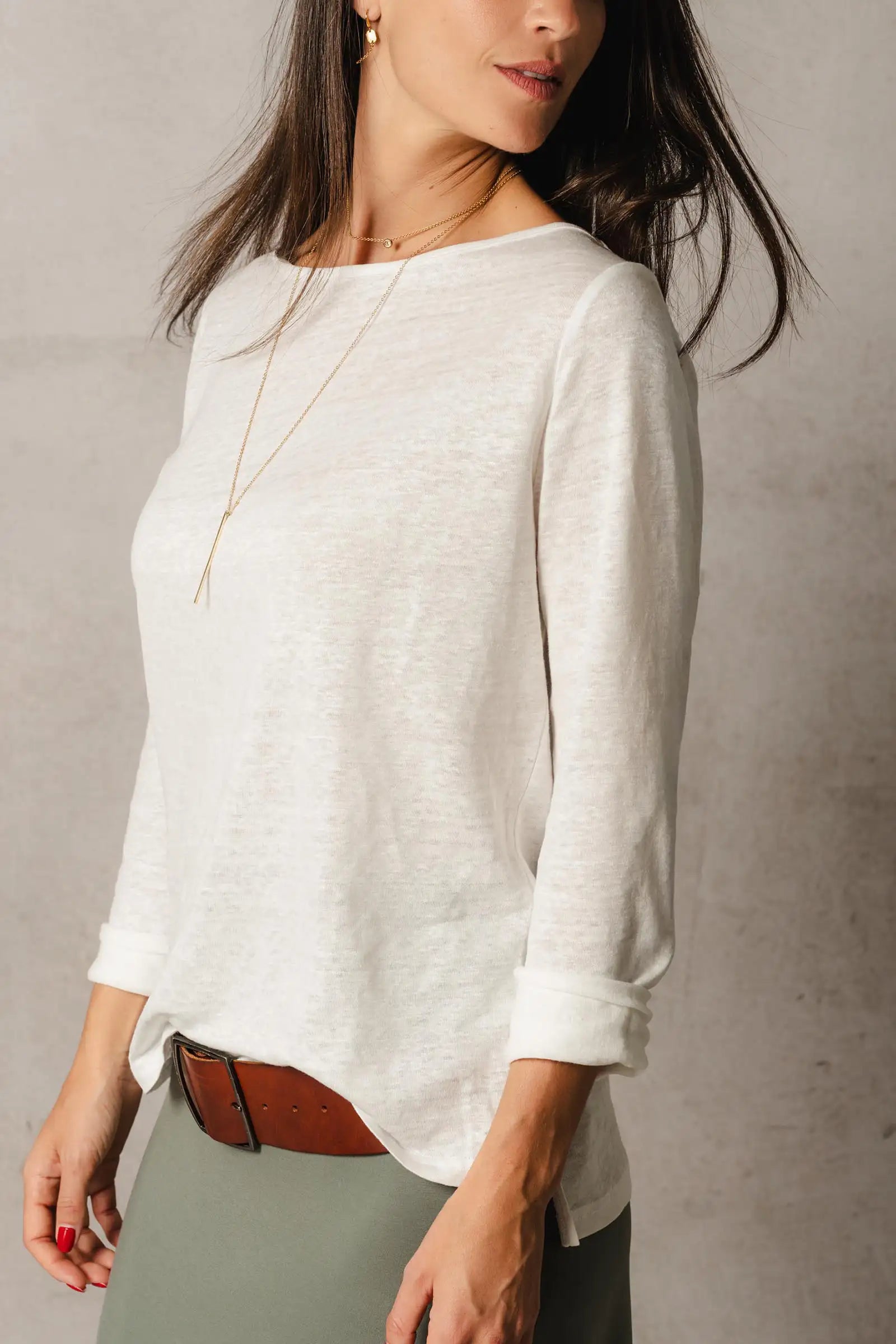 Thelma & Rose Louann top lin col bateau blanc