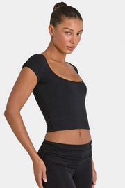 Oh Polly ButterCloud crop top noir double couche
