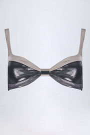 Oh Polly Palmita Haut Bikini Argent Chrome Froncé Cœur