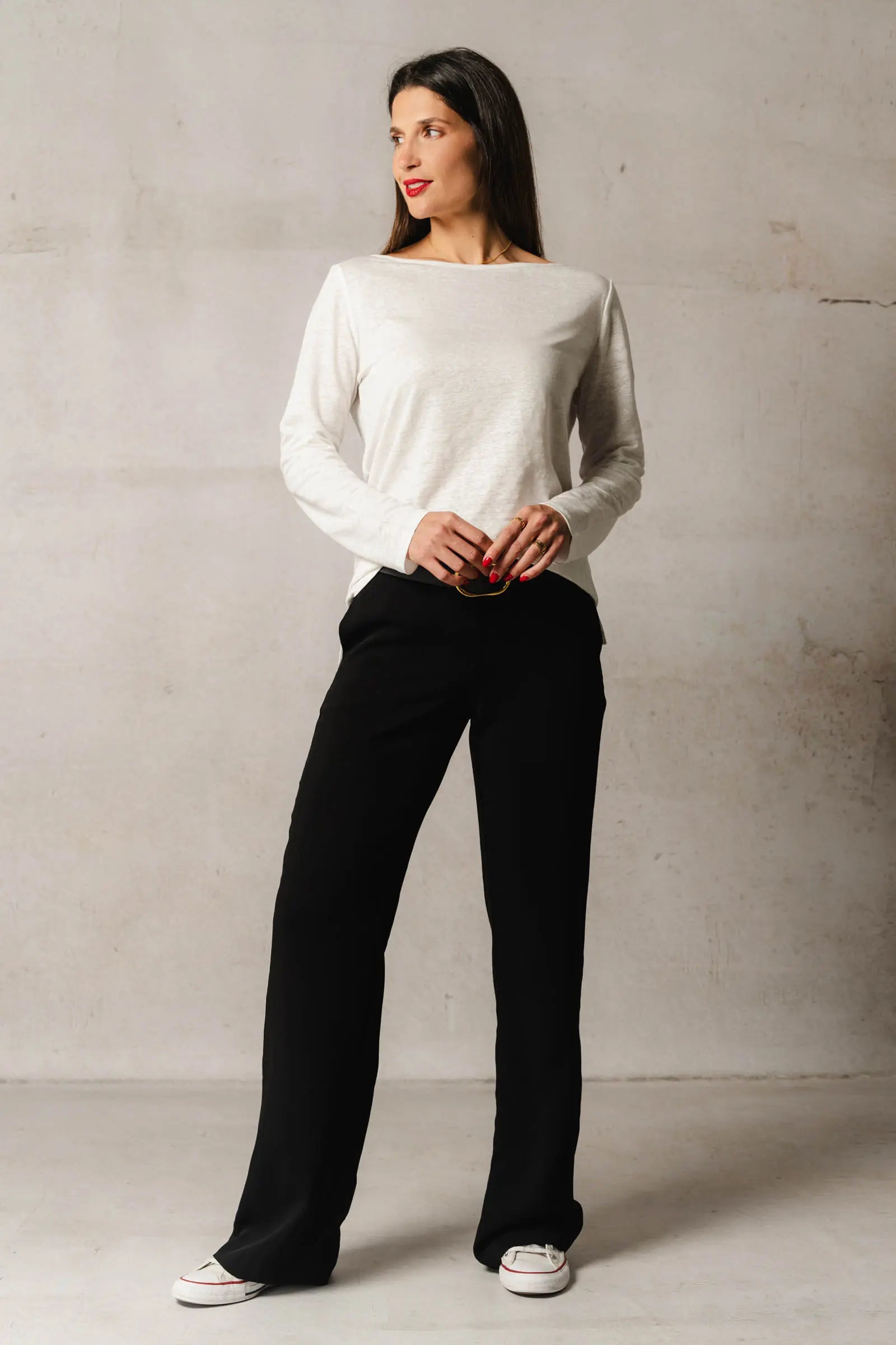 Thelma & Rose Louann top lin col bateau blanc