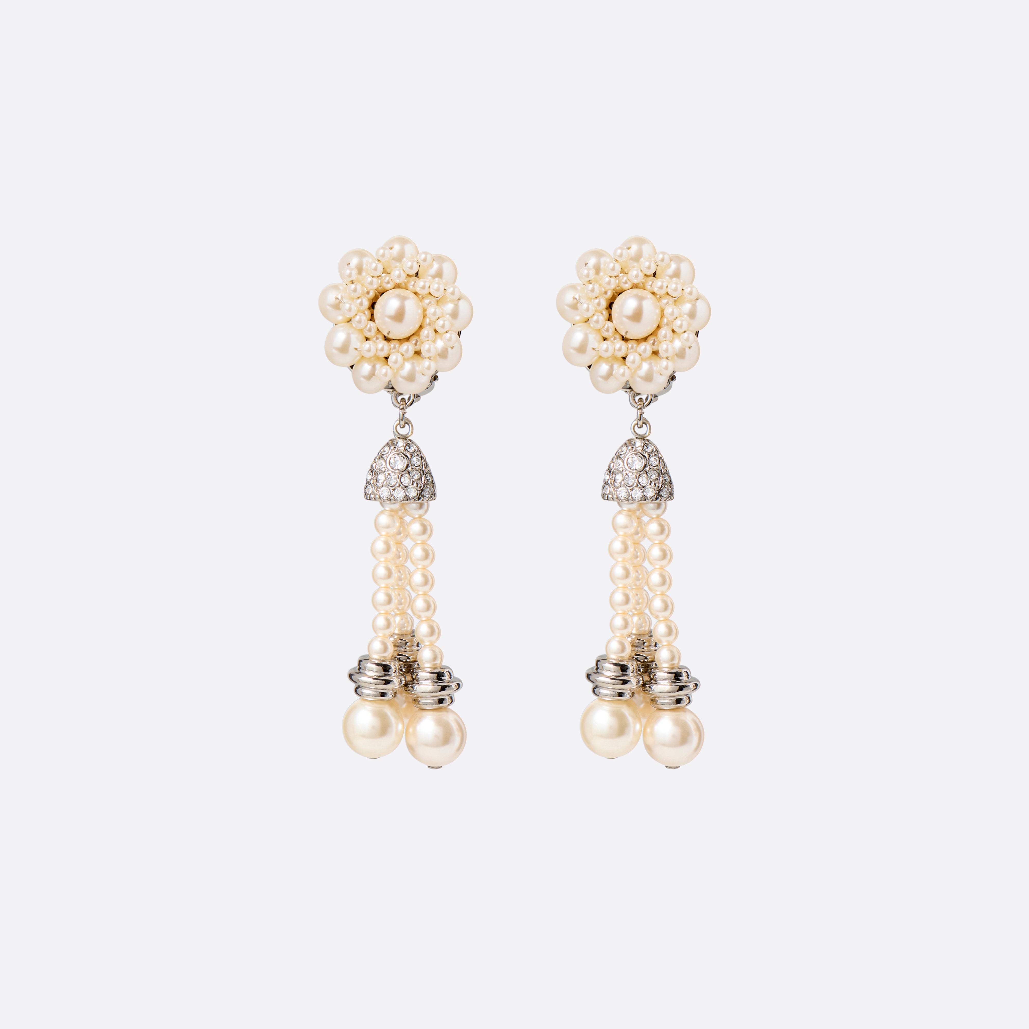 Alessandra Rich Jewellery boucles d'oreilles perles argent franges