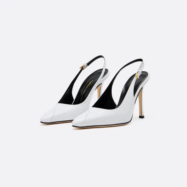 Alessandra Rich Shoes slingbacks cuir blanc bout pointu 36-41