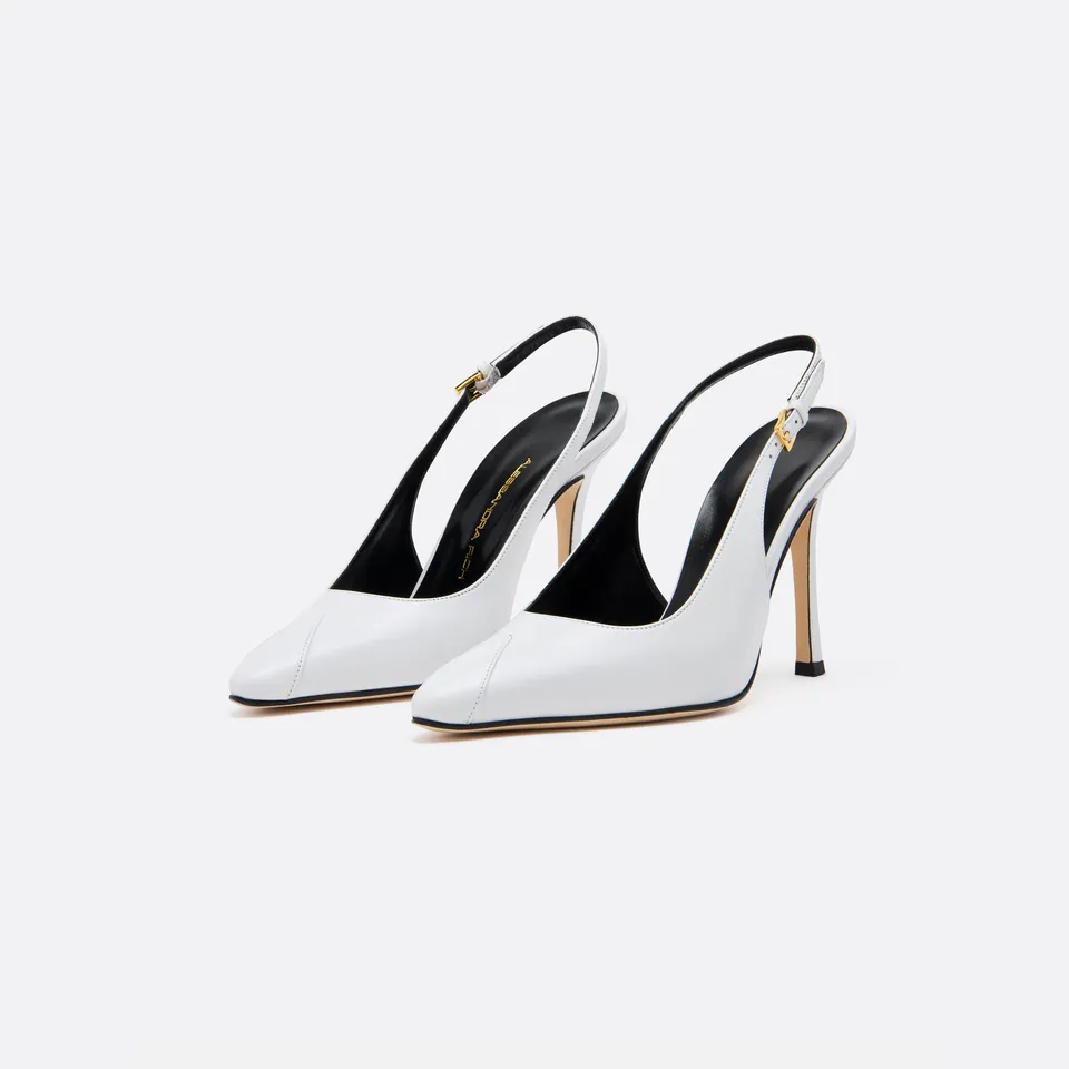 Alessandra Rich Shoes slingbacks cuir blanc bout pointu 36-41