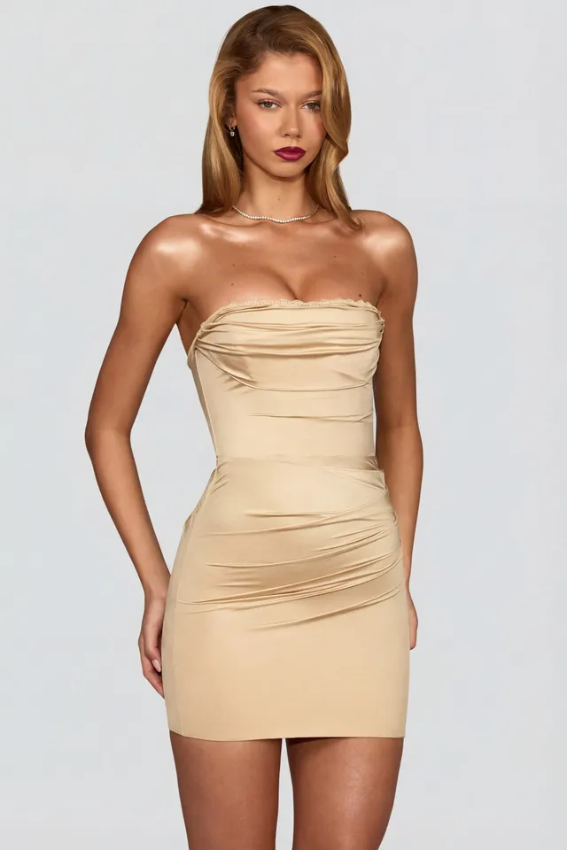 Oh Polly Yesenia 13155C mini robe champagne satin corset