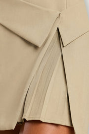 Oh Polly Bruna Mini Robe Taupe - Robe Portefeuille Plissée Twill