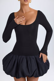 Oh Polly Delphi robe mini noire modal taille basse bubble