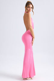 Oh Polly Desiree robe longue fuchsia satin sirène