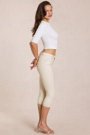 Oh Polly Trousers jean capri ivoire