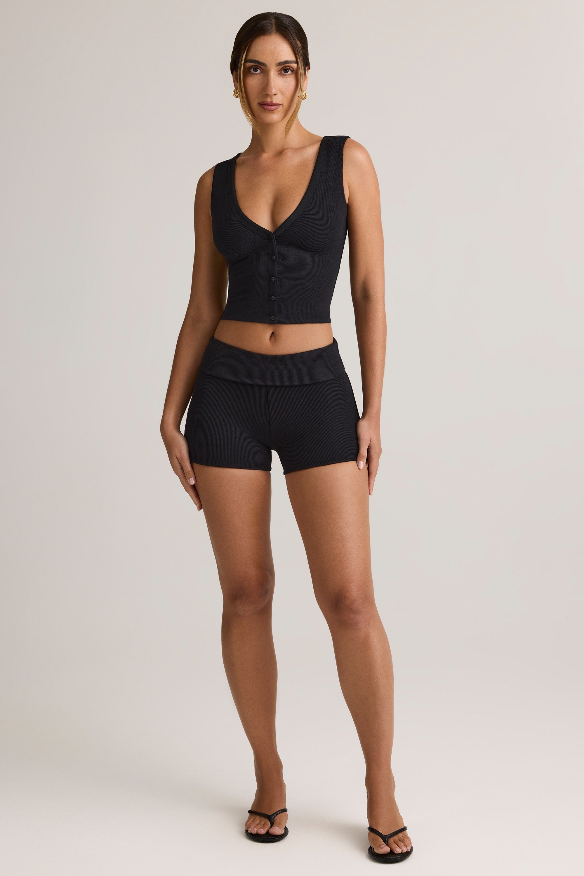 Oh Polly Leif 8687 short côtelé modal noir