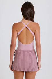 Oh Polly Ribbed Knit Skort Jupe-Short Mauve Coton