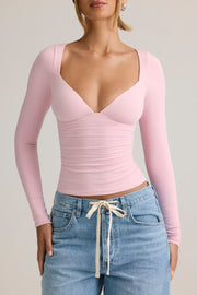 Oh Polly Emry top manches longues rose modal moulant
