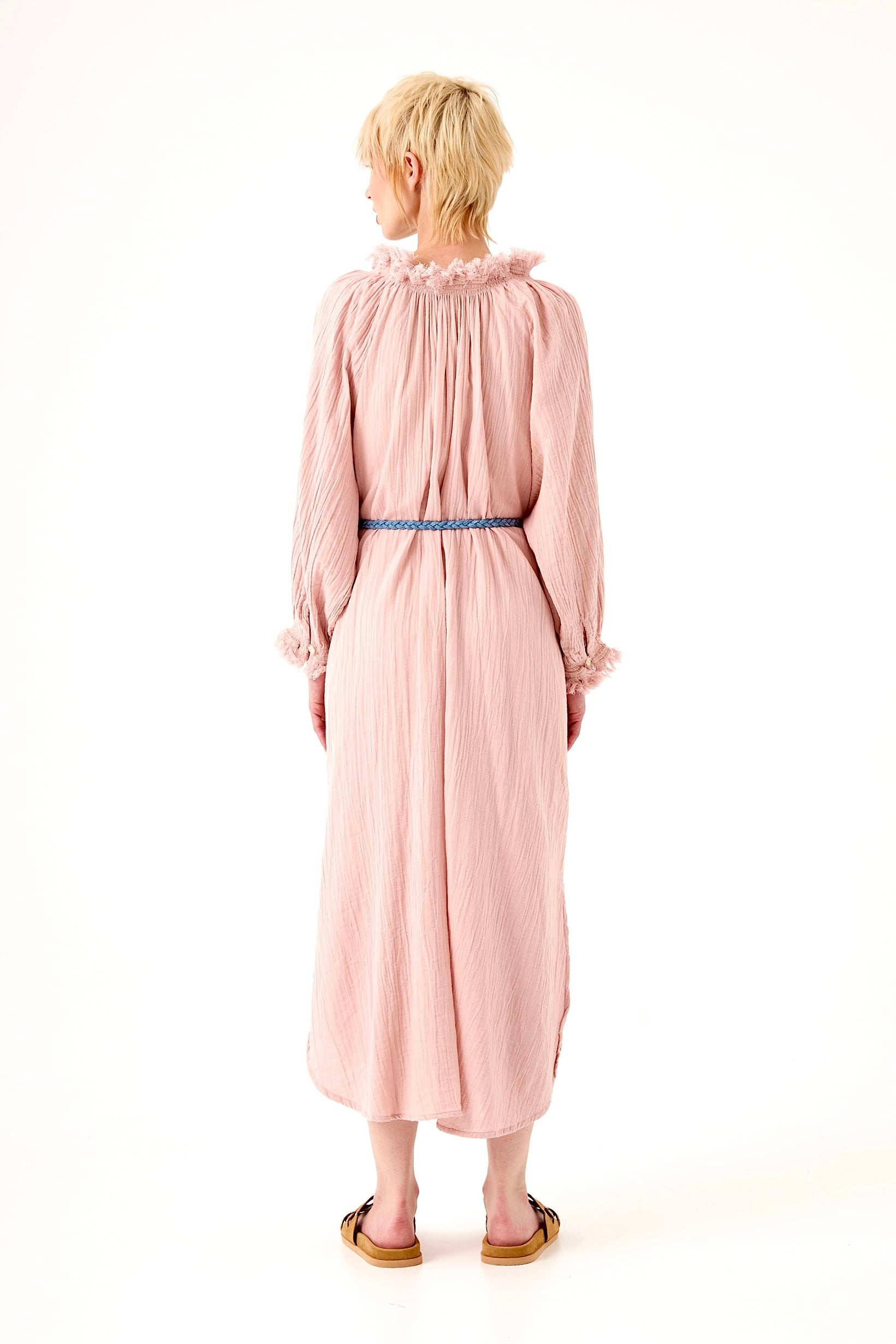 Chicosoleil Marigold robe gaze coton rose romance