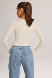 Oh Polly Elodie Body Manches Longues Ivoire Col V Modal