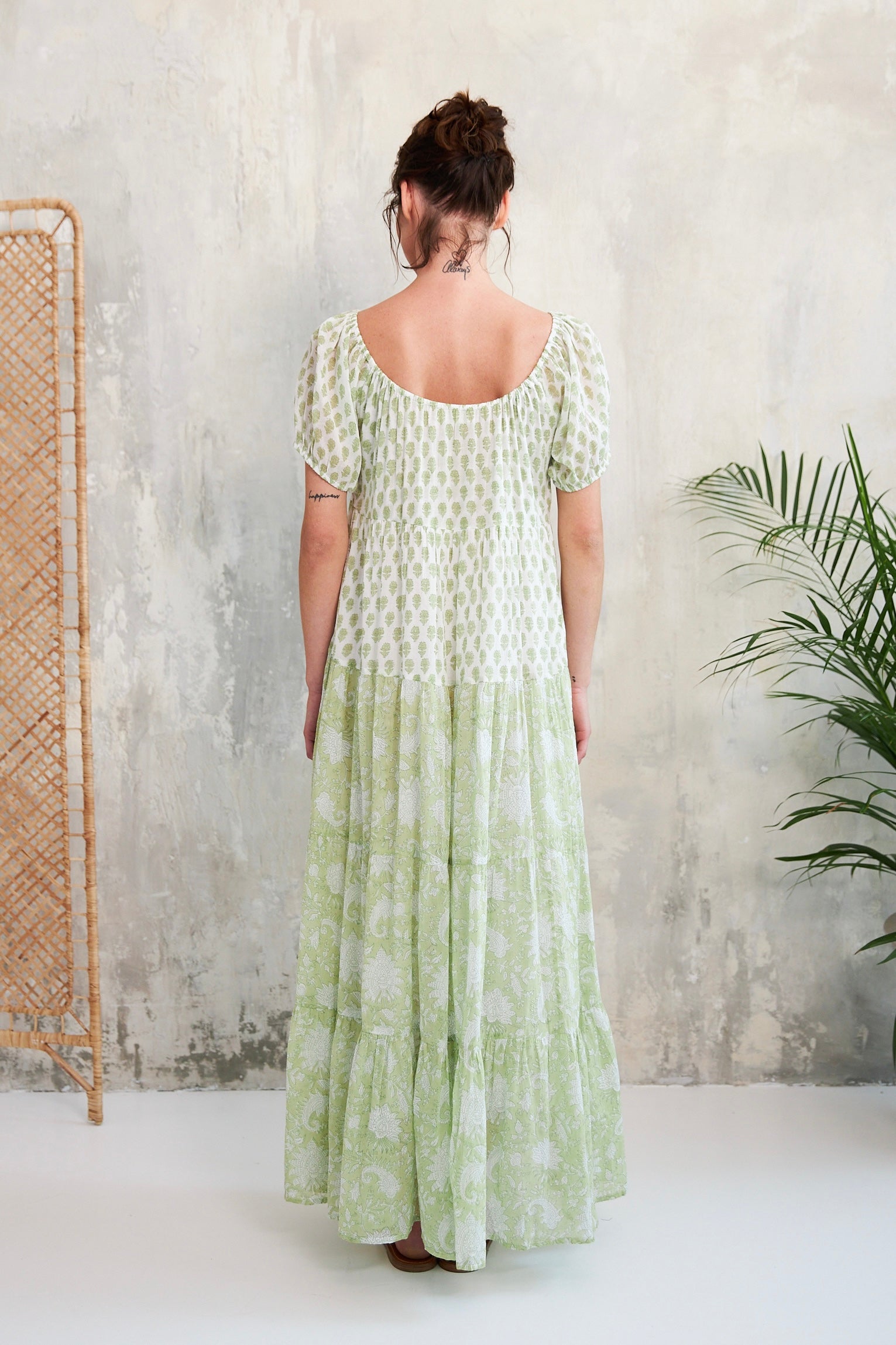 Chicosoleil Rikita robe longue verte coton floral