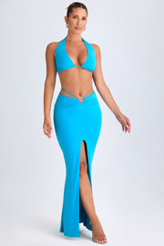 Oh Polly Zweena Jupe Maxi Aqua Blue Fente Anneau