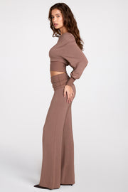 Oh Polly Thea pantalon droit modal marron mocha