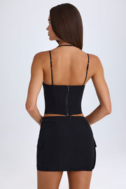 Oh Polly Mali 9414 mini jupe cargo noire à lacets