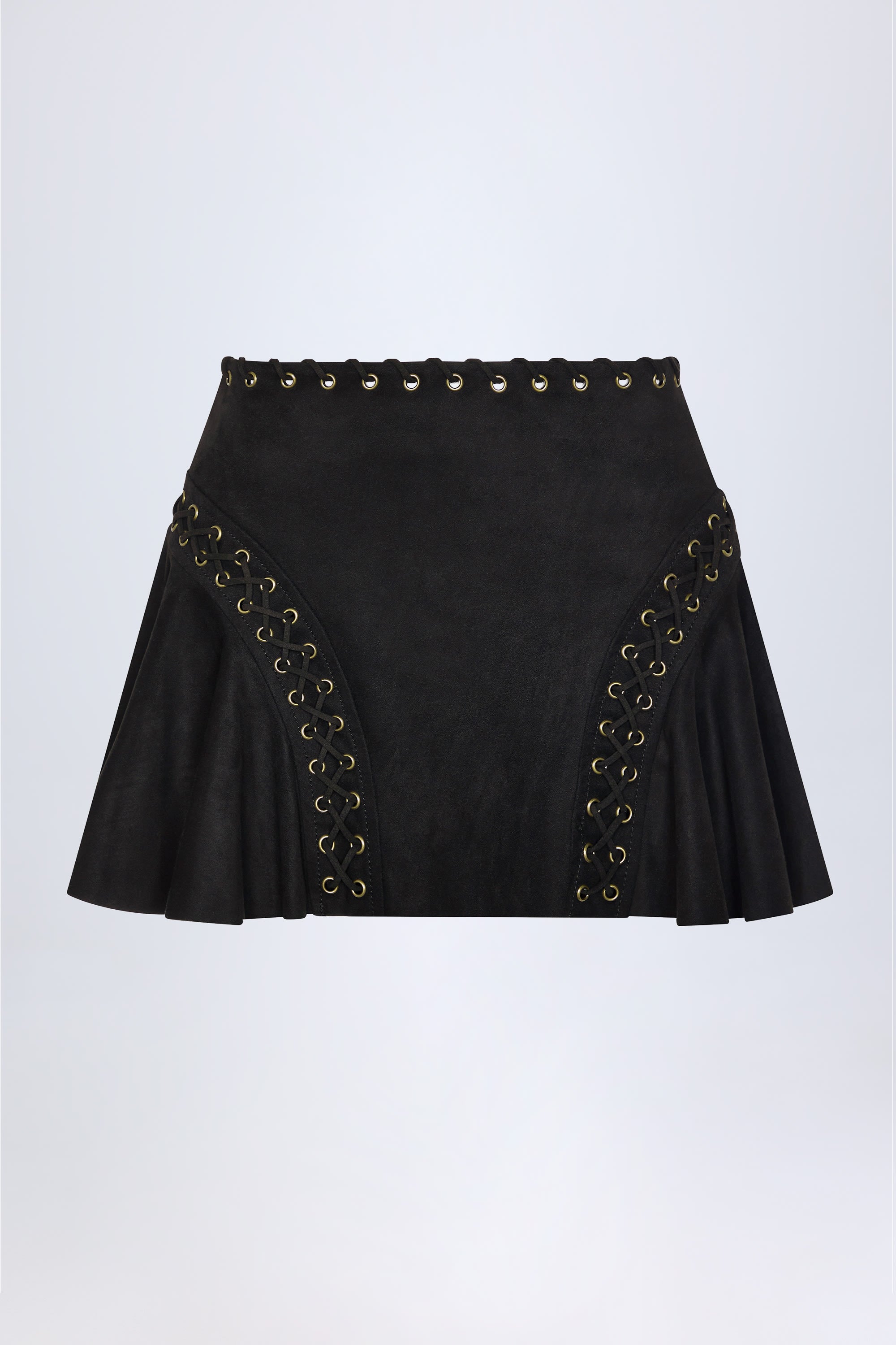 Oh Polly Jalsa mini-jupe noire taille mi-haute à laçage