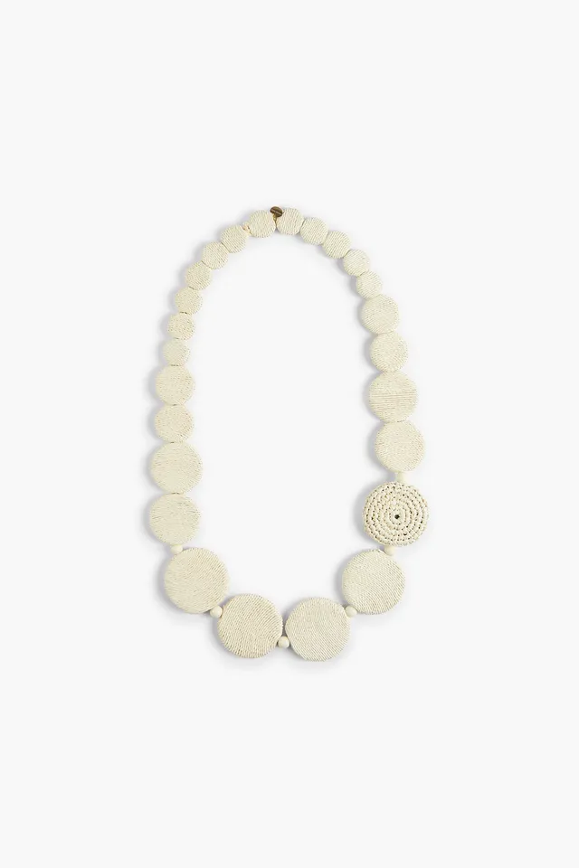 Liviana Conti Cindy collier raphia beige fait main