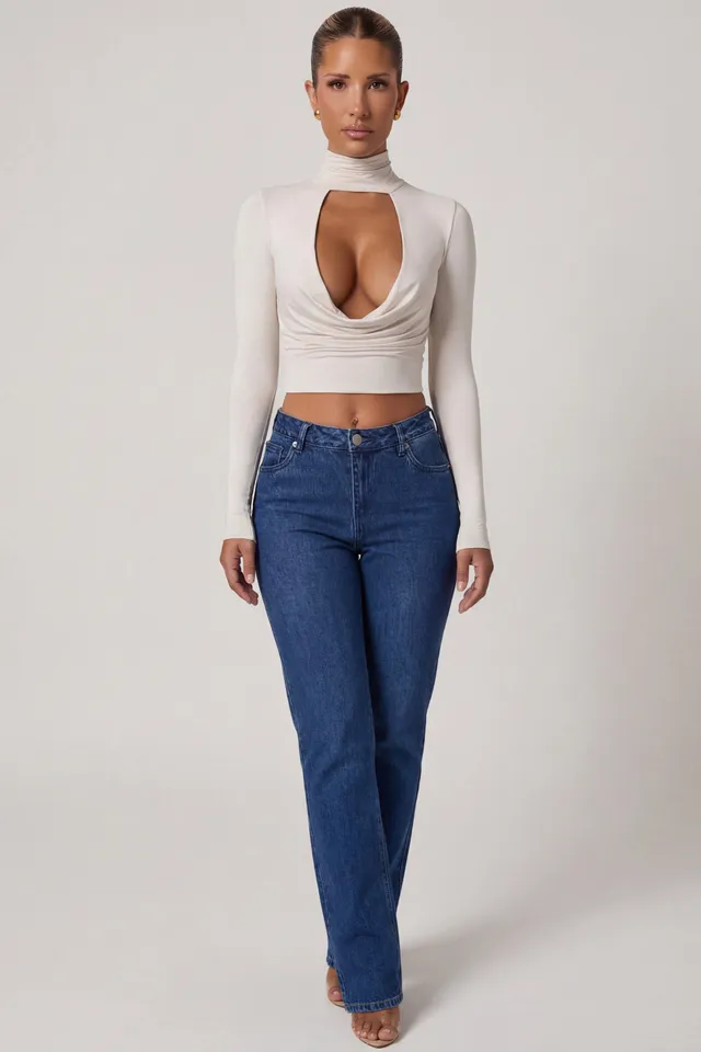 Oh Polly Karita Top Col Cowl Ivoire Dos Noué