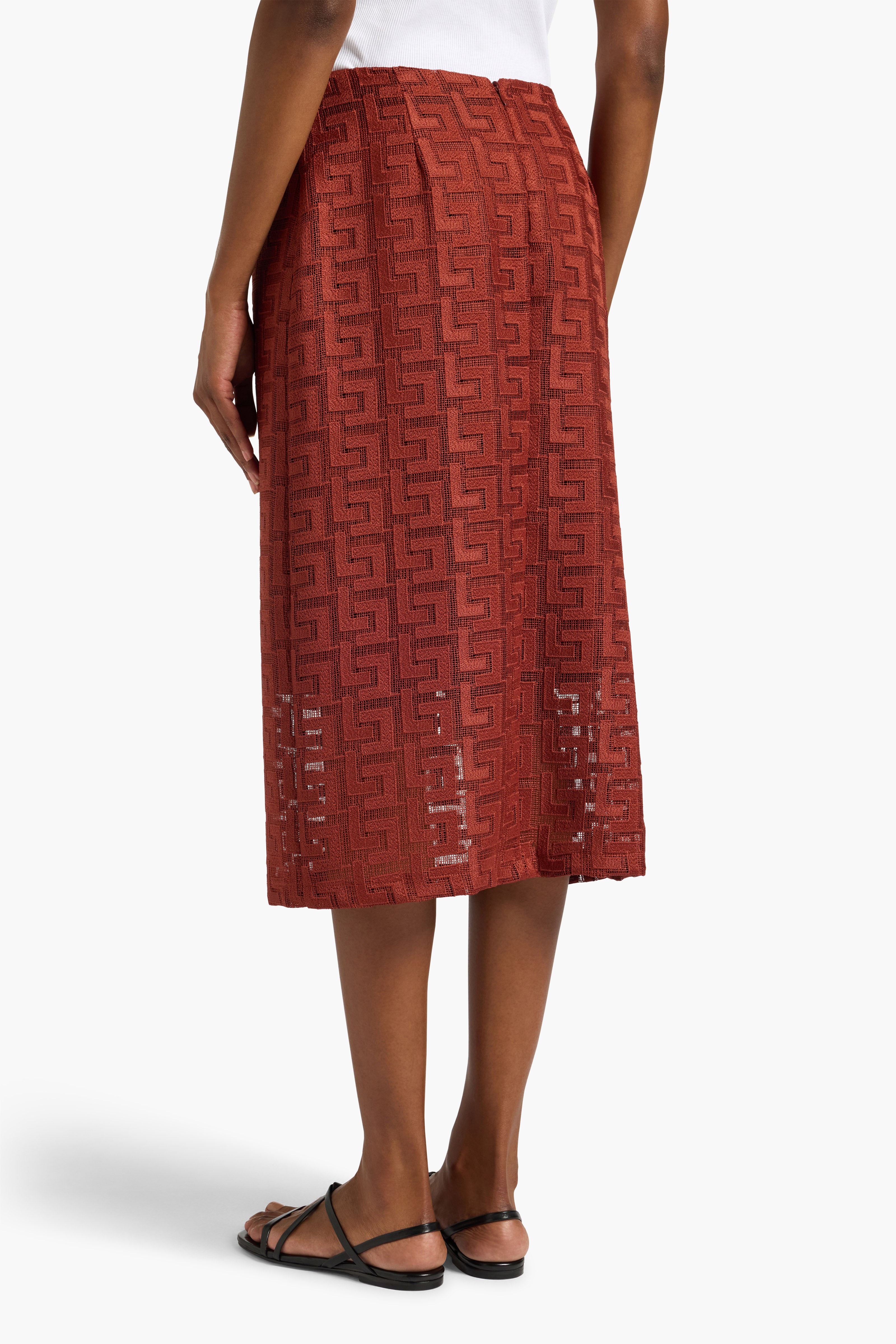Liviana Conti Faurelle jupe midi cannelle macramé