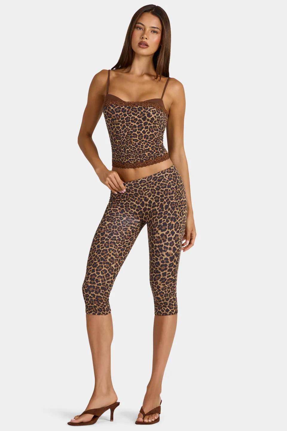 Oh Polly Trousers Legging Capri Léopard Modal Taille Basse