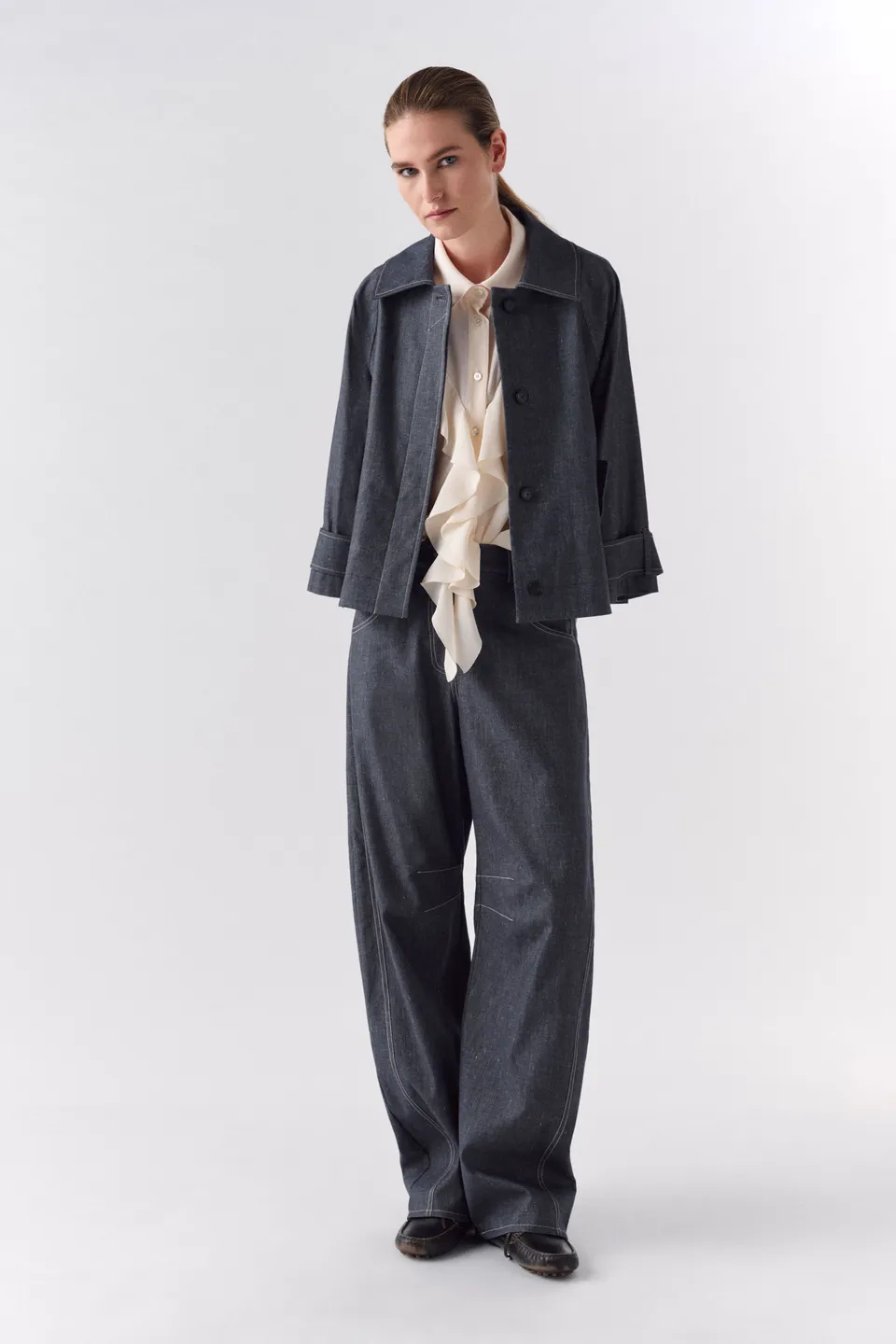 Liviana Conti Waylen veste jean blue denim chambray coton