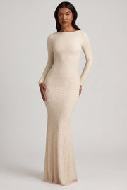 Oh Polly Tarini 14103 robe longue ivoire dentelle dos nu