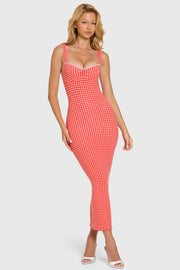 Oh Polly Dresses robe midaxi rouge vichy Lorie modal