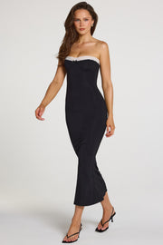 Oh Polly Winslet Robe Bustier Noir Dentelle Midaxi