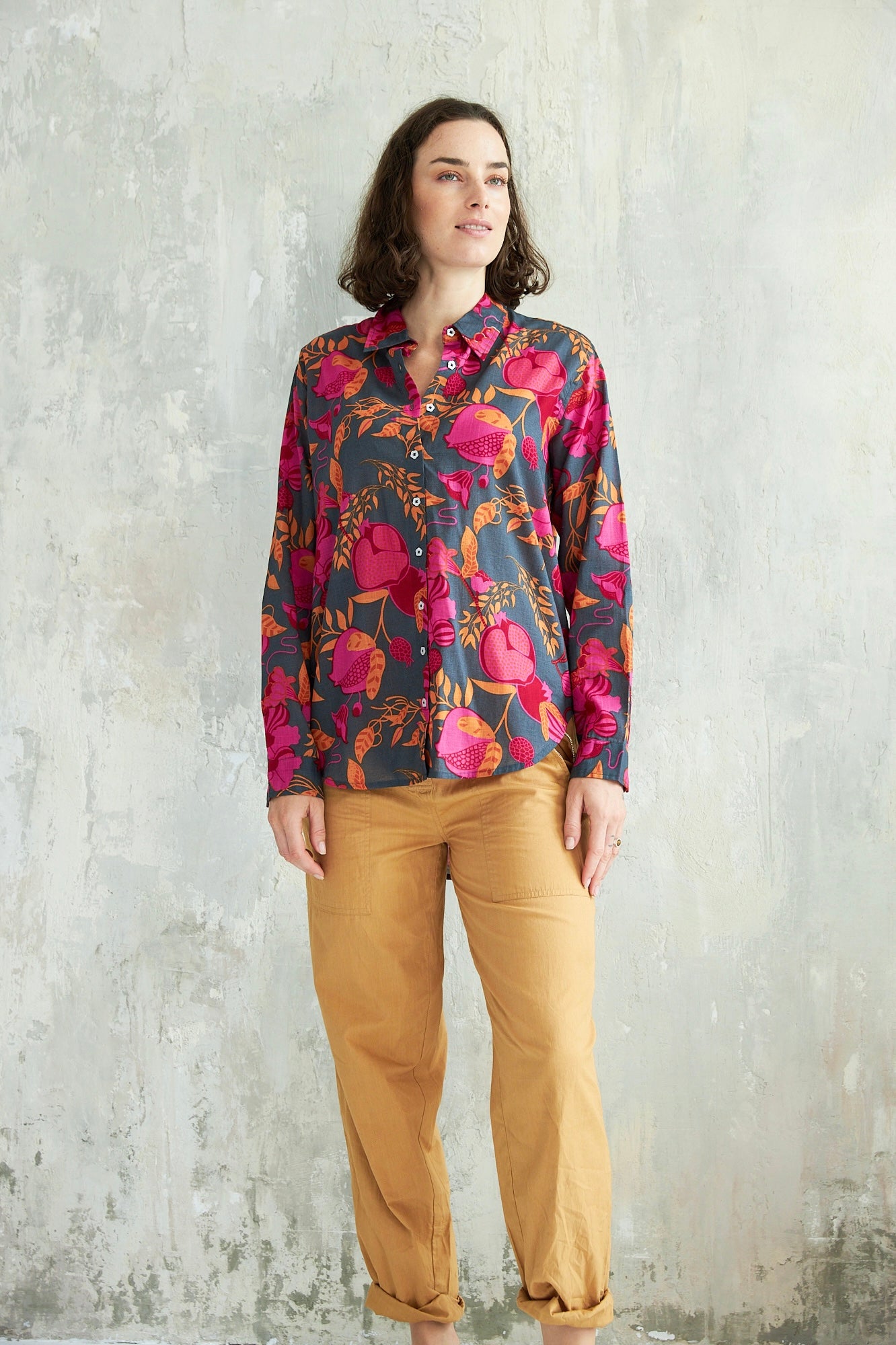Chicosoleil Christy chemise pomegranate floral coton