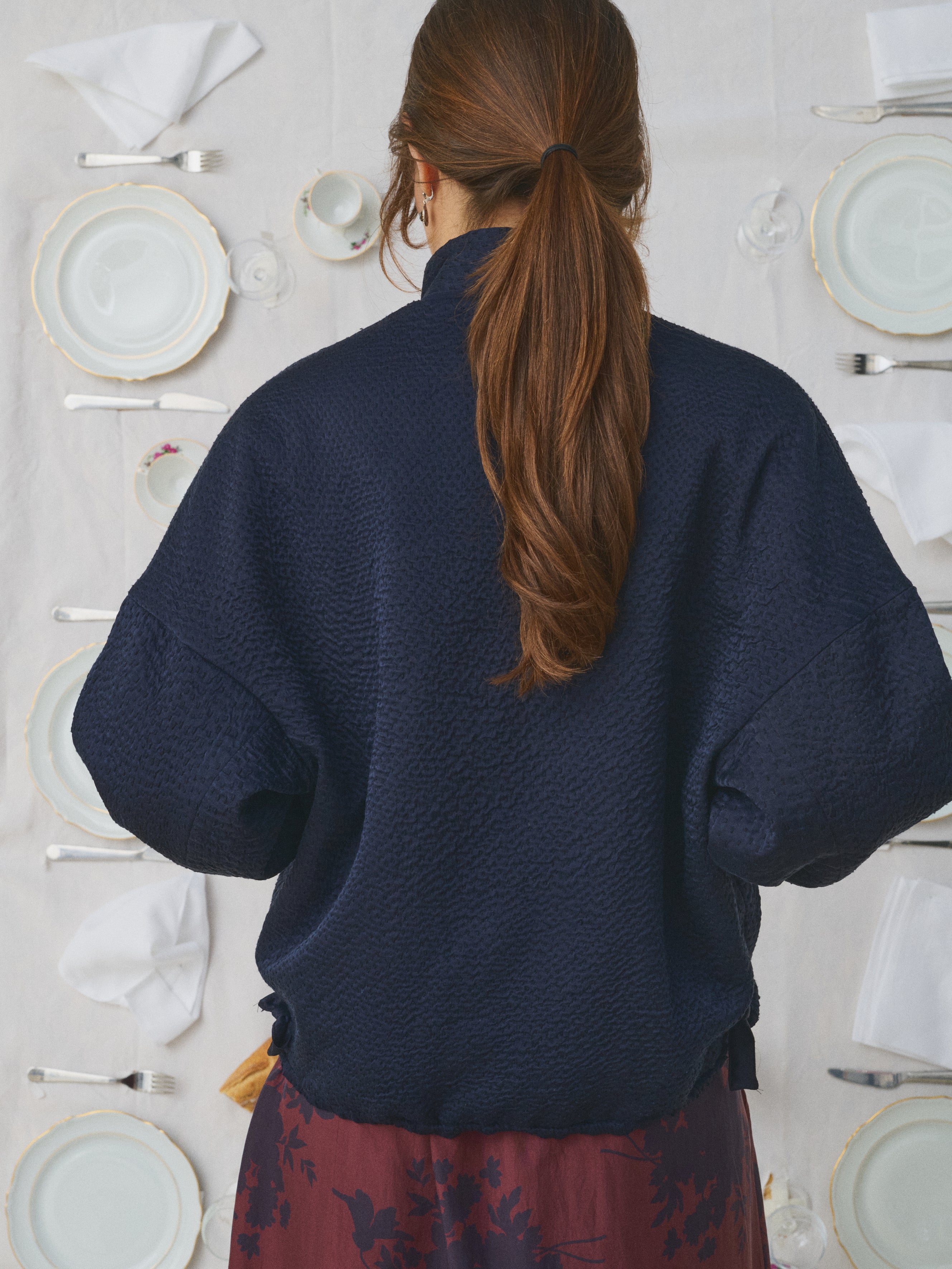 Mii à table Veste Liv Les Unis veste femme soie marine