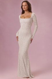 Oh Polly Isolde robe maxi perle dentelle dos nu