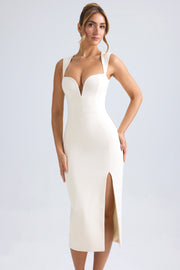 Oh Polly Dresses Aiko 9802 robe ivoire crêpe fente