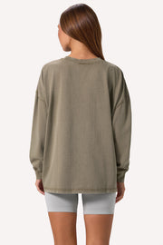 Oh Polly T-Shirt Oversize Vert Clair Délavé 100% Coton
