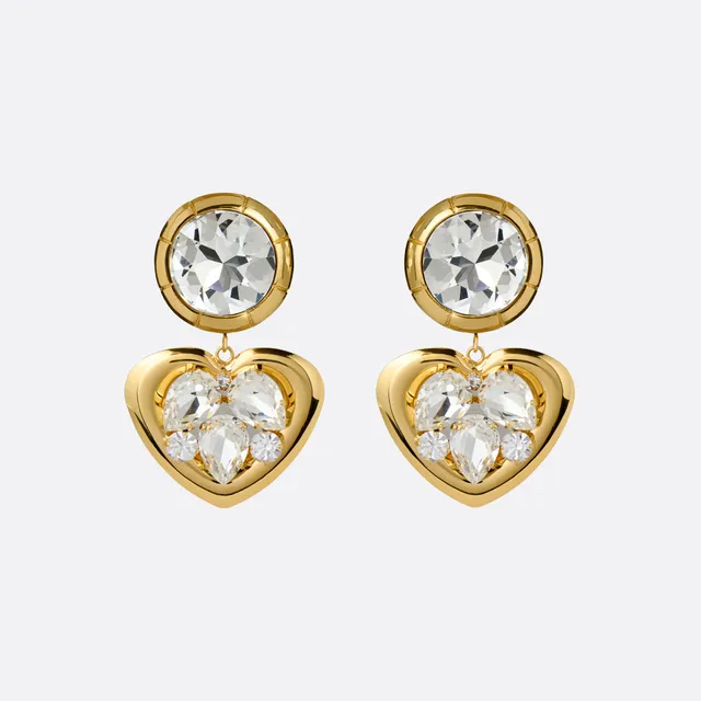 Alessandra Rich Jewellery boucles d'oreilles cristal cœur doré OS
