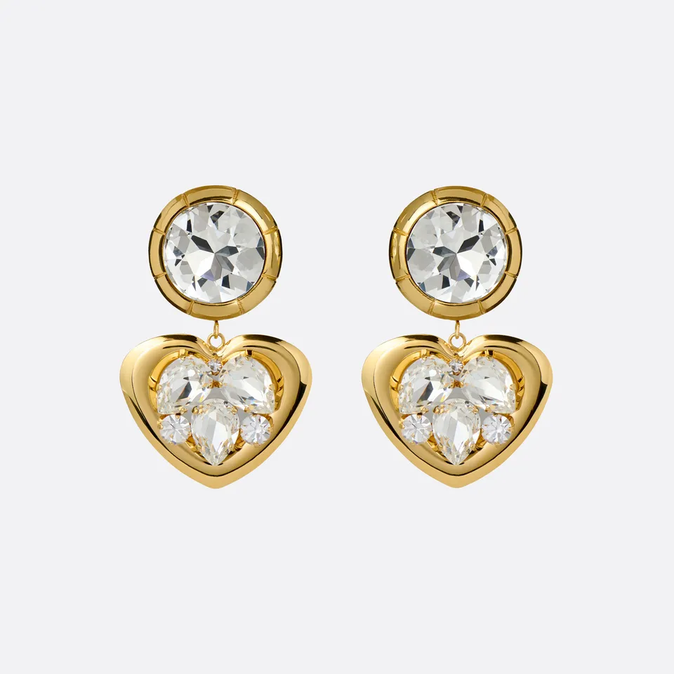 Alessandra Rich Jewellery boucles d'oreilles cristal cœur doré OS